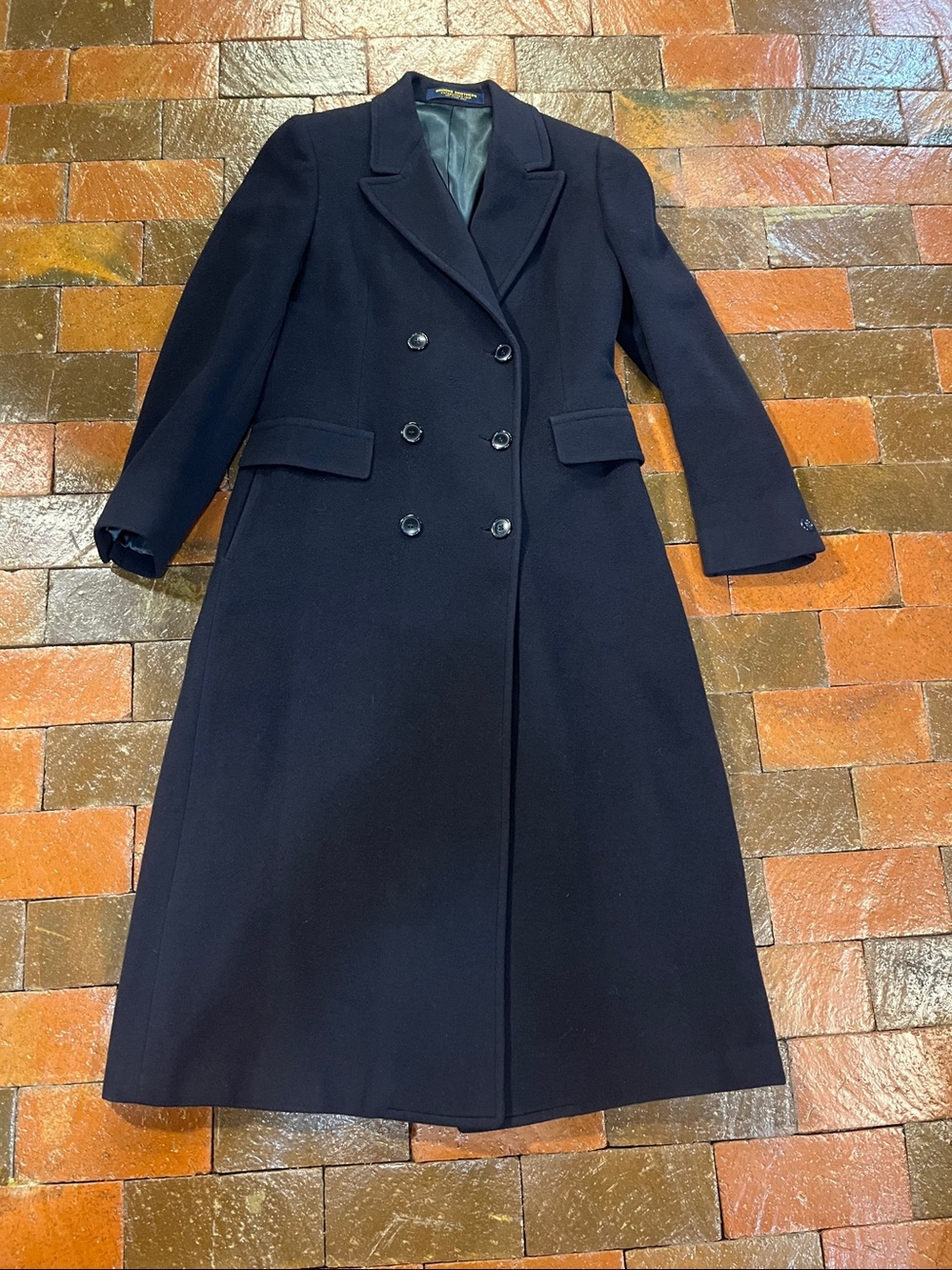Vintage Brook Brothers size SMALL midnight blue wool coat 3366